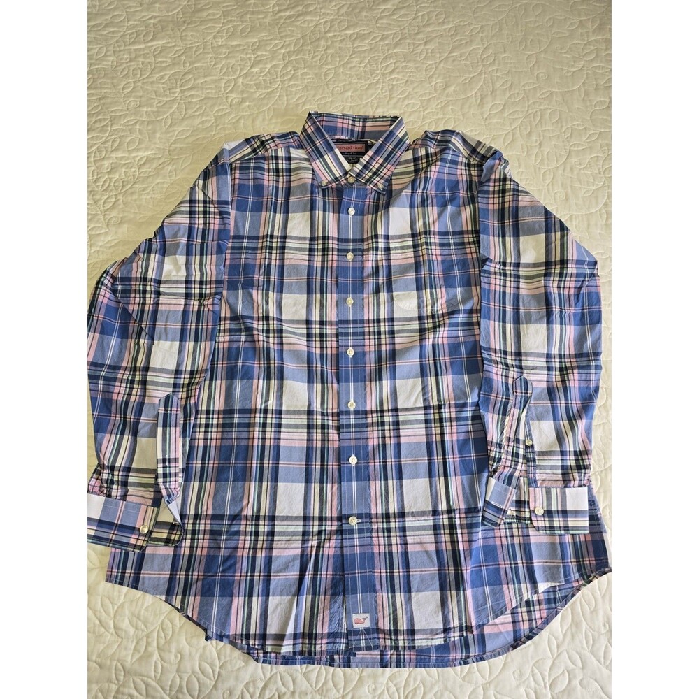 VINEYARD VINES MENS SHIRT XL MURRAY Pink/Blue/White Cotton
